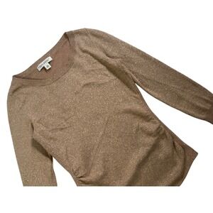 Banana Republic Women XS Metallic Gold Glam Sweater Made of Italian Yarn